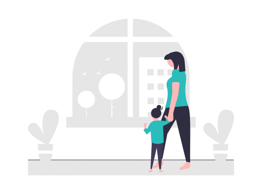 Wohnung mit Kind und Mama Illustration